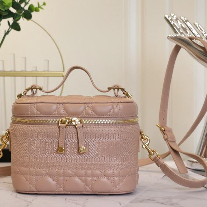 DIOR SMALL TRAVEL VANITY CASE BEIGE LAMBSKIN